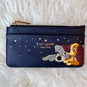 Disney x Kate Spade Lady & The Tramp Slim Card Holder Wallet Navy Star Print